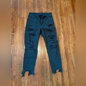 American Eagle Outfitters Distressed Black High Rise Jeans